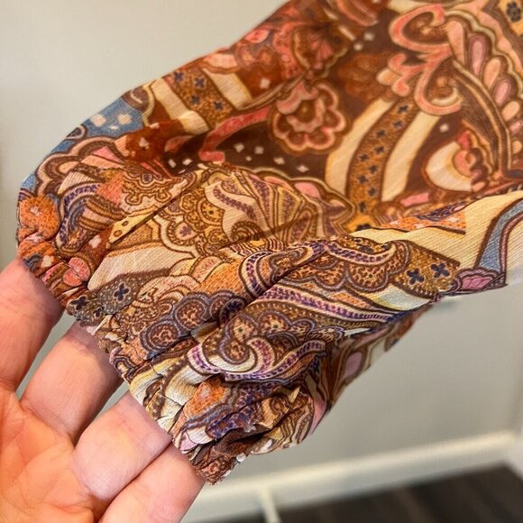 NWT Wrong Side of Right Paisley Pleated Long Sleeve Chiffon Top, Size 3 (S/M) - Picture 6 of 16